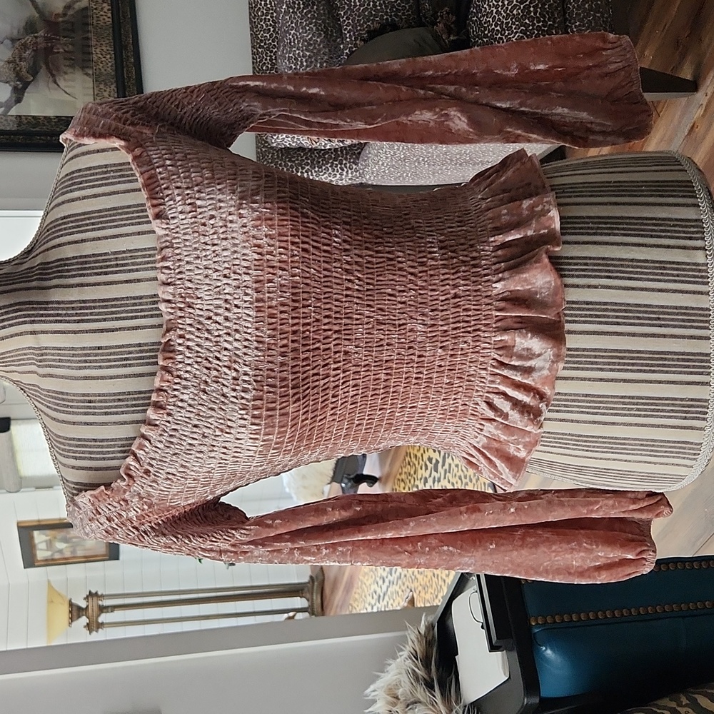 Miss Love Crushed Velvet Smocked Top